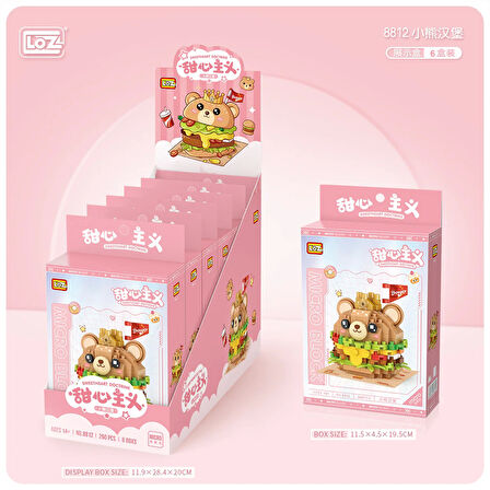 Mikro Blok Burger Pasta 260 Parça - Lego Setleri - Loz Mini Lego - Pasta Lego - Loz Lego - Mikro Bloklar