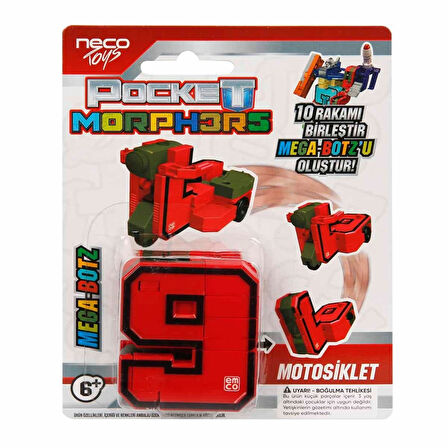 Pocket Morphers 9 Motosiklet - Roboto Dönüşen Sayılar - 9 Numara Robot - Transformers - Robot Sayı