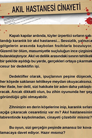 Akıl Hastanesi Davası Dedektif Oyunu - Dava Çözme Oyunu - Suç Çözme Oyunu - Cinayet Oyunu Cinayet Çözme