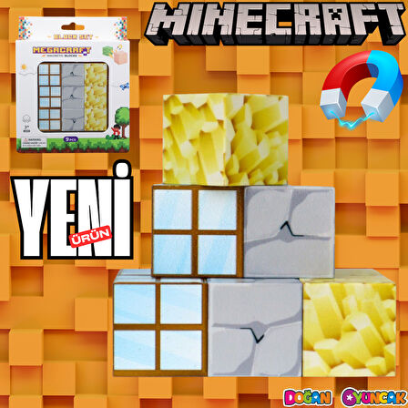 Minecraft Pencere, Kaya ve Altın Desenli Blok Manyetik Lego Minecraft Manyetik Lego Minecraft Lego Megacraft Lego Seti Megnetic Blocks