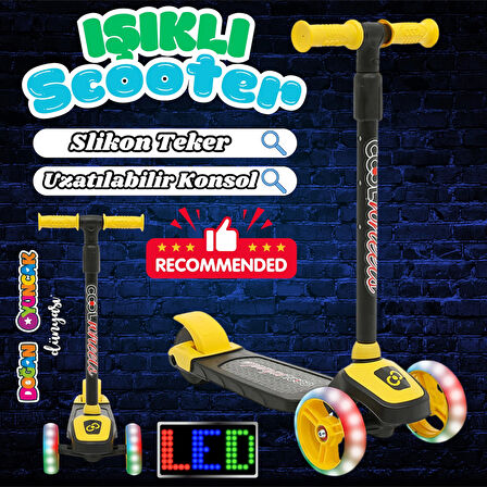 Cool Wheels Sarı Twist Işıklı 3 Tekerlekli Scooter - Işıklı Scooter - CoolWheels Scooter - Çocuk Scooter - İttir Git