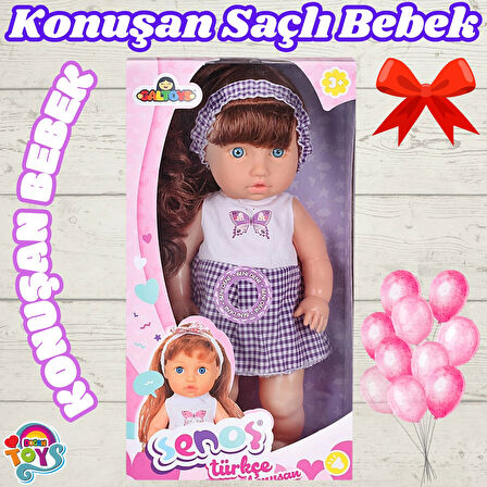 Senoş Saçlı Bebek - Türkçe Konuşan Senoş Et Bebek - Konuşan Bebek - Senoş Bebek - Saçlı Bebek - Kelebekli