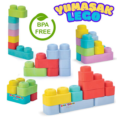 Yumuşak Soft Lego Seti 12 Parça - Büyük Yumuşak Bloklar - Büyük Soft Lego Oyuncakları - Yumuşak Lego - Soft Lego