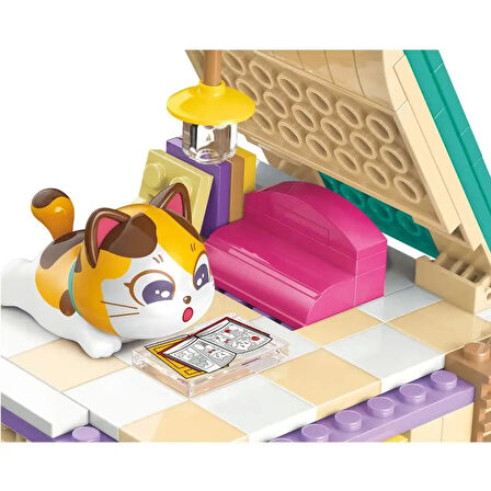 Mikro Blok Calico Cat Comic House Kedi Çizgi Roman Dükkanı 324 Parça - Lego Setleri - Keeppley Mini Lego - Keeppley Lego - Mikro Bloklar