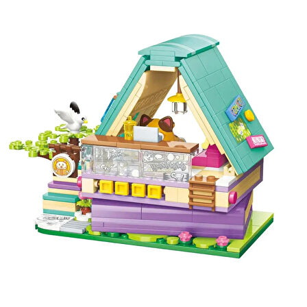 Mikro Blok Calico Cat Comic House Kedi Çizgi Roman Dükkanı 324 Parça - Lego Setleri - Keeppley Mini Lego - Keeppley Lego - Mikro Bloklar