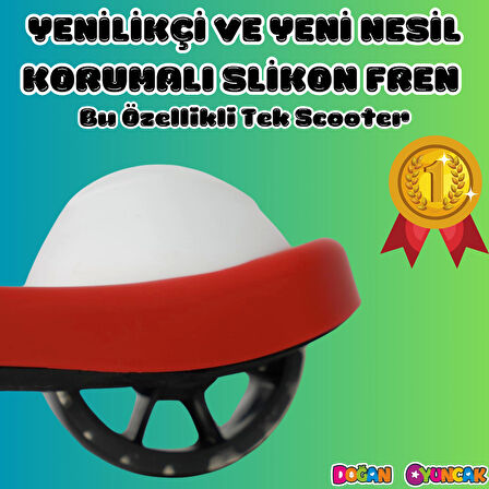 Lupa Katlanabilir Işıklı 3 Tekerlekli Kırmızı Scooter - Işıklı Scooter - Slikon Teker Scooter - Çocuk Scooter - İttir Git