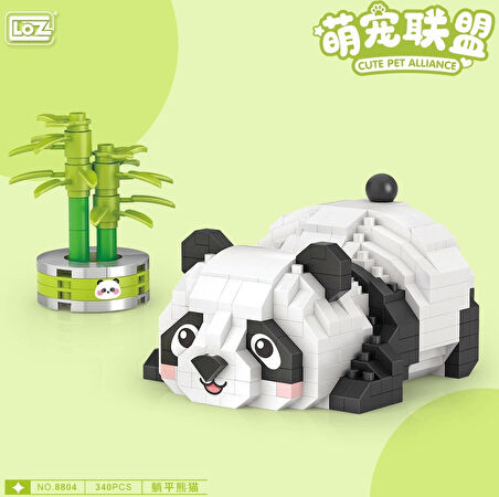 Mikro Blok Kaktüslü Sevimli Panda 340 Parça - Lego Setleri - Loz Mini Lego - Hayvan Lego - Loz Lego - Mikro Bloklar