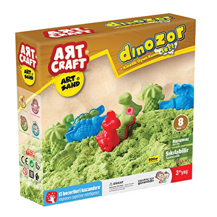 Art Sand Dinozor Seti 500 Gr. - Oyun Kumu Seti - Kinetik Kum Seti - Natural Kum - Doğal Kum