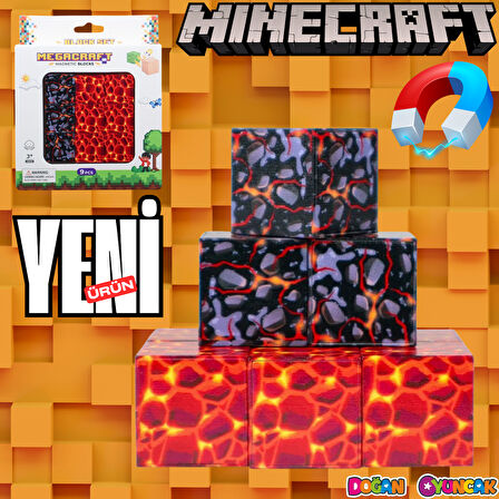 Minecraft Lav ve Magma Desenli Blok Manyetik Lego Minecraft Manyetik Lego Minecraft Lego Megacraft Lego Seti Megnetic Blocks