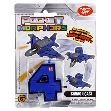 Pocket Morphers 4 Savaş Uçağı - Roboto Dönüşen Sayılar - 4 Numara Robot - Transformers - Robot Sayı