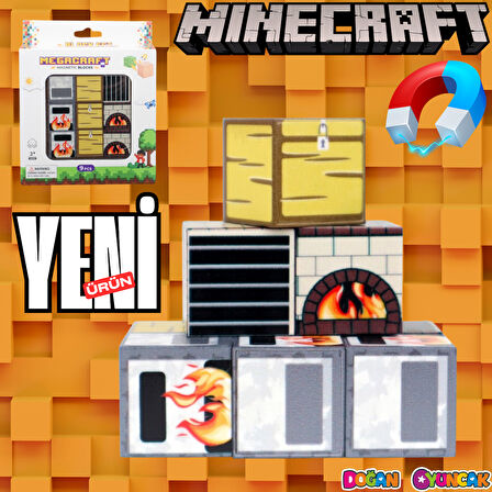 Minecraft Sandık ve Ocak Desenli Blok Manyetik Lego Minecraft Manyetik Lego Minecraft Lego Megacraft Lego Seti Megnetic Blocks