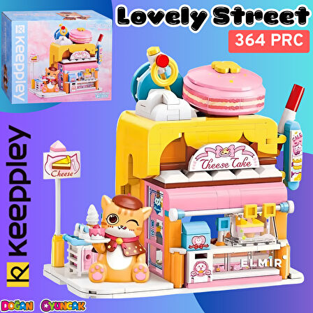 Mikro Blok Kırmızı Kedi Kek Dükkanı 364 Parça - Lego Setleri - Keeppley Mini Lego - Keeppley Lego - Mikro Bloklar