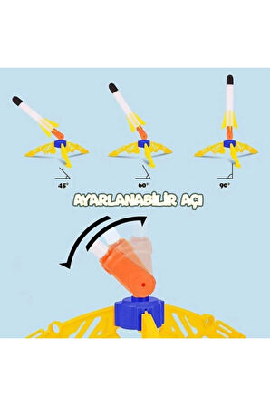 Air Rocket Tekli Seti - Roket Oyuncak - 2 Roket Ve Havalı Roketatar - Tekli Açık Hava Oyuncağı - Airrocket