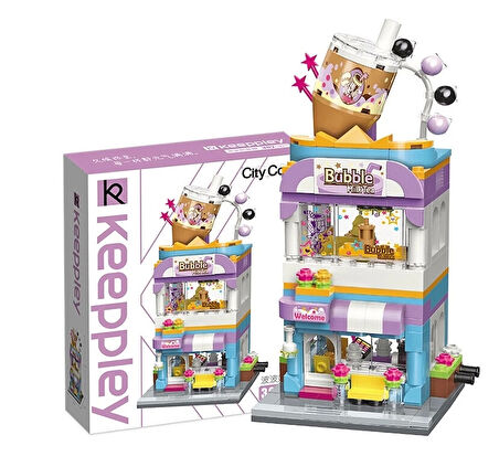 Mikro Blok Bubble Tea Dükkanı 302 Parça - Lego Setleri - Keeppley Mini Lego - Dükkan Lego - Keeppley Lego - Mikro Bloklar