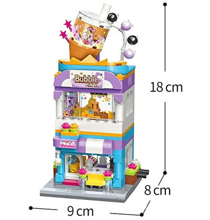 Mikro Blok Bubble Tea Dükkanı 302 Parça - Lego Setleri - Keeppley Mini Lego - Dükkan Lego - Keeppley Lego - Mikro Bloklar