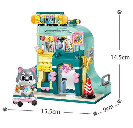 Mikro Blok Kaykay Dükkanı 344 Parça - Lego Setleri - Keeppley Mini Lego - Keeppley Lego - Mikro Bloklar