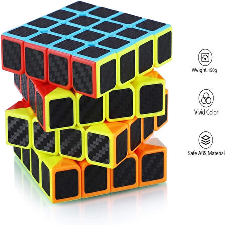 Orijinal MoYu Fiber Karbon 4x4 Küp - Moyu Speed Cube - Moyu Fiber Karbon 4x4 Zeka Küpü - Zeka Küpü - Rubik Küp