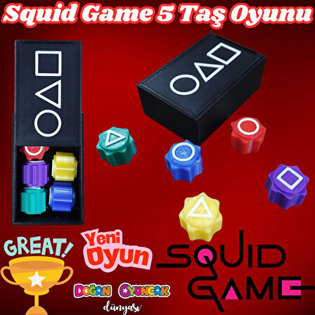 Squid Game 5 Taş Oyunu - Squid Game Oyunu - 5 Taş Oyunu Seti Kalamar Oyun Renkli Taş - Renkli 5 Taş Oyunu