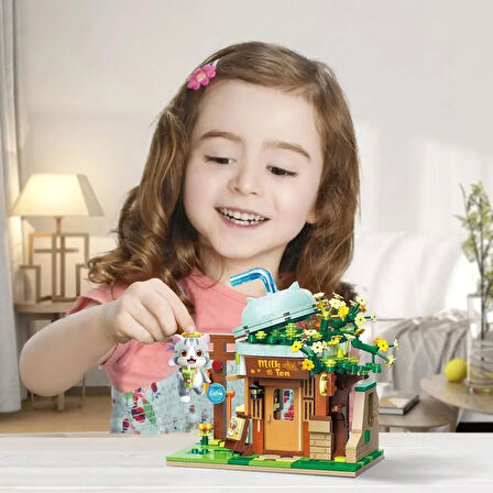 Mikro Blok Sütlü Çay Dükkanı 411 Parça - Lego Setleri - Keeppley Mini Lego - Keeppley Lego - Mikro Bloklar