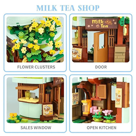 Mikro Blok Sütlü Çay Dükkanı 411 Parça - Lego Setleri - Keeppley Mini Lego - Keeppley Lego - Mikro Bloklar