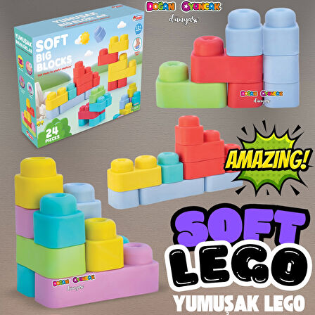 Yumuşak Soft Lego Seti 24 Parça - Büyük Yumuşak Bloklar - Büyük Soft Lego Oyuncakları - Yumuşak Lego - Soft Lego