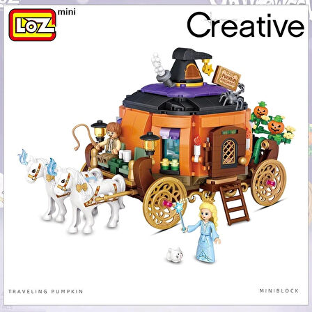 Mikro Blok Balkabağı Arabası 839 Parça - Lego Setleri - Loz Mini Lego - Araba Lego - Loz Lego - Mikro Bloklar