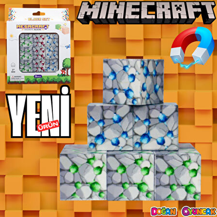 Minecraft Zümrüt, Kızıltaş ve Elmas Desenli Blok Manyetik Lego Minecraft Manyetik Lego Minecraft Lego Megacraft Lego Seti Megnetic Blocks