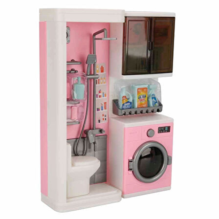 Tuvalet ve Çamaşır Makinesi Banyo Seti - Modern Banyo Seti - Minyatür Ev Oyuncak Seti - Banyo Oyuncak Seti - Klozet, Tuvalet, Çamaşır Makinesi Oyuncak