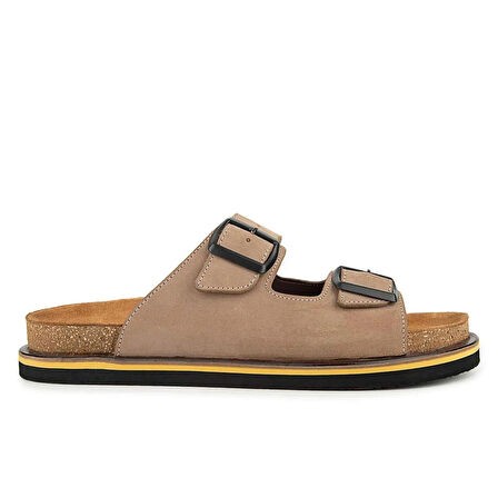 Hush Puppies Brasa 625400 %100 Hakiki Deri Erkek Ortopedik Terlik Kum