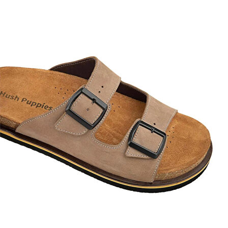Hush Puppies Brasa 625400 %100 Hakiki Deri Erkek Ortopedik Terlik Kum