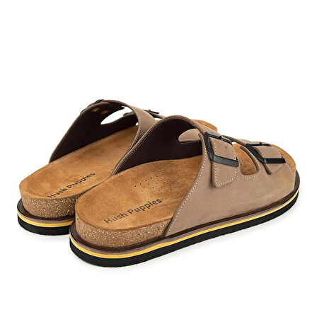 Hush Puppies Brasa 625400 %100 Hakiki Deri Erkek Ortopedik Terlik Kum