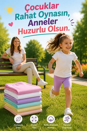 Kız Çocuk Taytı Diz Üstü Tayt Pamuklu Esnek Kumaş Pastel Renkler Bisiklet Taytı - 6 Adet Karışık Renk (TUTKU&DONDEZA YETKİLİ SATICISI)