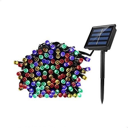 Solar Güneş Enerjili Dış Bahçe 8 Modlu 20Metre 200 Led Aydınlatma Çok Renkli 