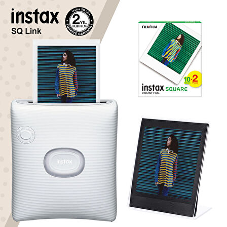 Instax SQ Link Beyaz Yazıcı 20li Square Film ve Pleksi Çerçeve