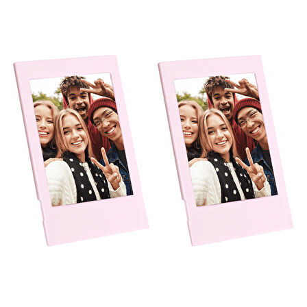 Instax mini 12 Simli Şeffaf Pembe Kılıf Pvc 64'lü Albüm ve Fotoğraf Çerçeveleri Aksesuar Seti