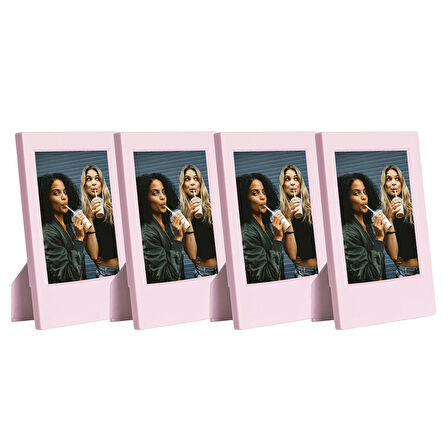 Instax Mini Film Uyumlu Pembe 4'lü Klasik Fotoğraf Çerçeve Seti