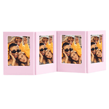 Instax Mini Film Uyumlu Pembe 4'lü Mıknatıslı Fotoğraf Çerçeve Seti