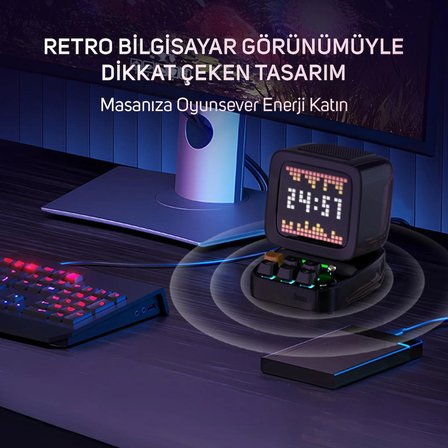Divoom Ditoo Pro Siyah Bluetooth Hoparlör ve Times Gate Dijital Led Ekran Seti