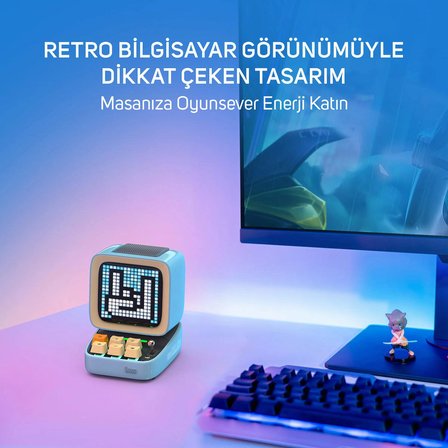 Divoom Ditoo Pro Mavi Bluetooth Hoparlör ve Times Gate Dijital Led Ekran Seti