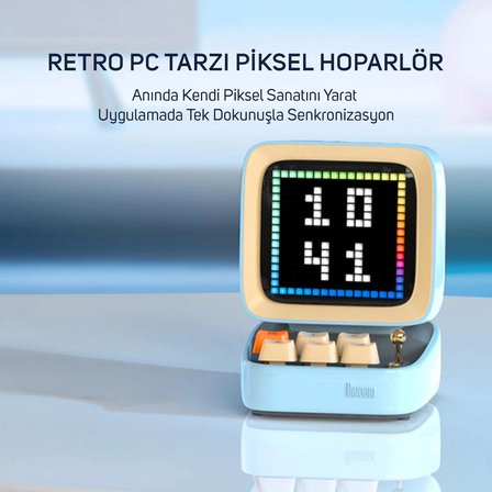 Divoom Ditoo Pro Mavi Bluetooth Hoparlör ve Times Gate Dijital Led Ekran Seti