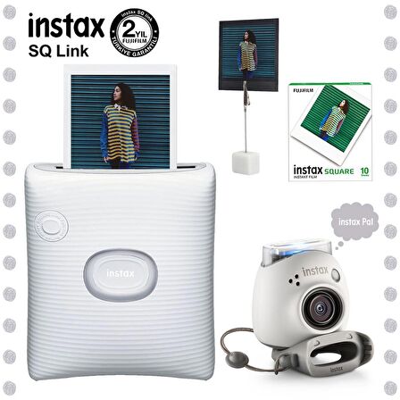 Instax Square Link Beyaz Akıllı Telefon Yazıcısı ve Pal Beyaz Dijital Kamera Seti