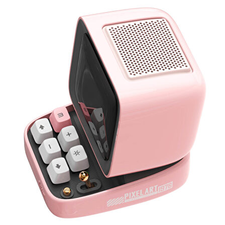 Instax mini 12 Pembe Fotoğraf Makinesi-10'lu Film-Şeffaf Kılıf ve Divoom Ditoo Pro Pembe Uyarlanabilir Piksel Ekranlı Bluetooth Hoparlör