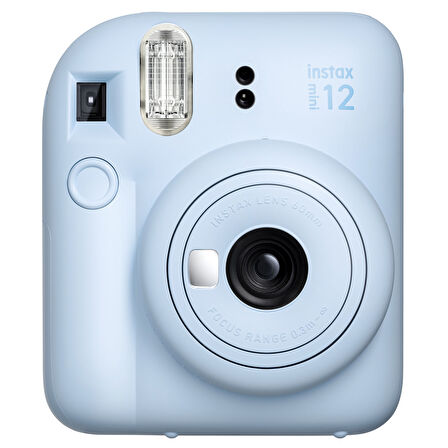 Instax mini 12 Mavi Fotoğraf Makinesi-10'lu Film-Şeffaf Kılıf ve Divoom Ditoo Pro Mavi Uyarlanabilir Piksel Ekranlı Bluetooth Hoparlör