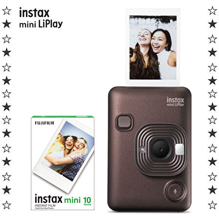 Instax mini LiPlay Hybrid Deep Bronze Fotoğraf Makinesi 10'lu Film