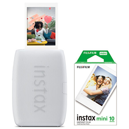 Instax mini Link 3 Beyaz Akıllı Telefon Yazıcısı ve 10'lu mini Film