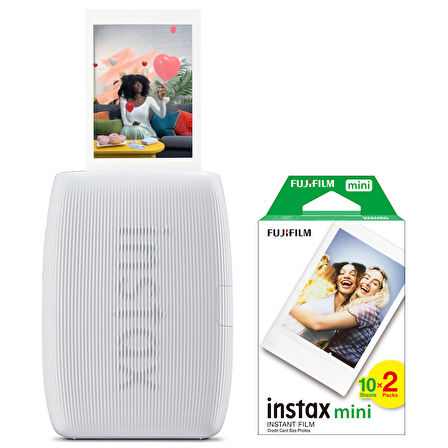 Instax mini Link 3 Beyaz Akıllı Telefon Yazıcısı ve 20'li mini Film