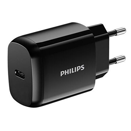 Philips Siyah 15W Kablosuz Dikey Hızlı Şarj Standı ve 25W USB-C Duvar Şarj Adaptörü