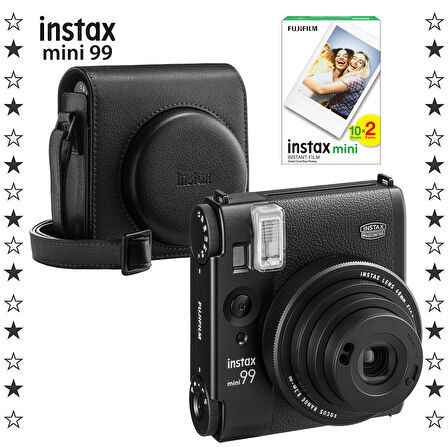 Instax Mini 99 Siyah Fotoğraf Makinesi 20'li Film ve Deri Kılıf Seti