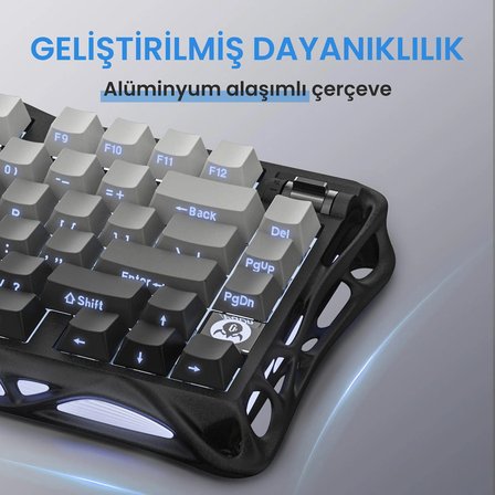 GravaStar Mercury K1+M1 Pro Kablosuz Rgb Işıklı Mekanik Q Gaming Klavye ve Optik Mouse Seti, Siyah