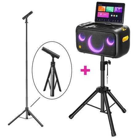 Ikarao Partybox Hoparlör ve Mikrofon Standlı Break X1 460W Karaoke Bluetooth Hoparlör Seti